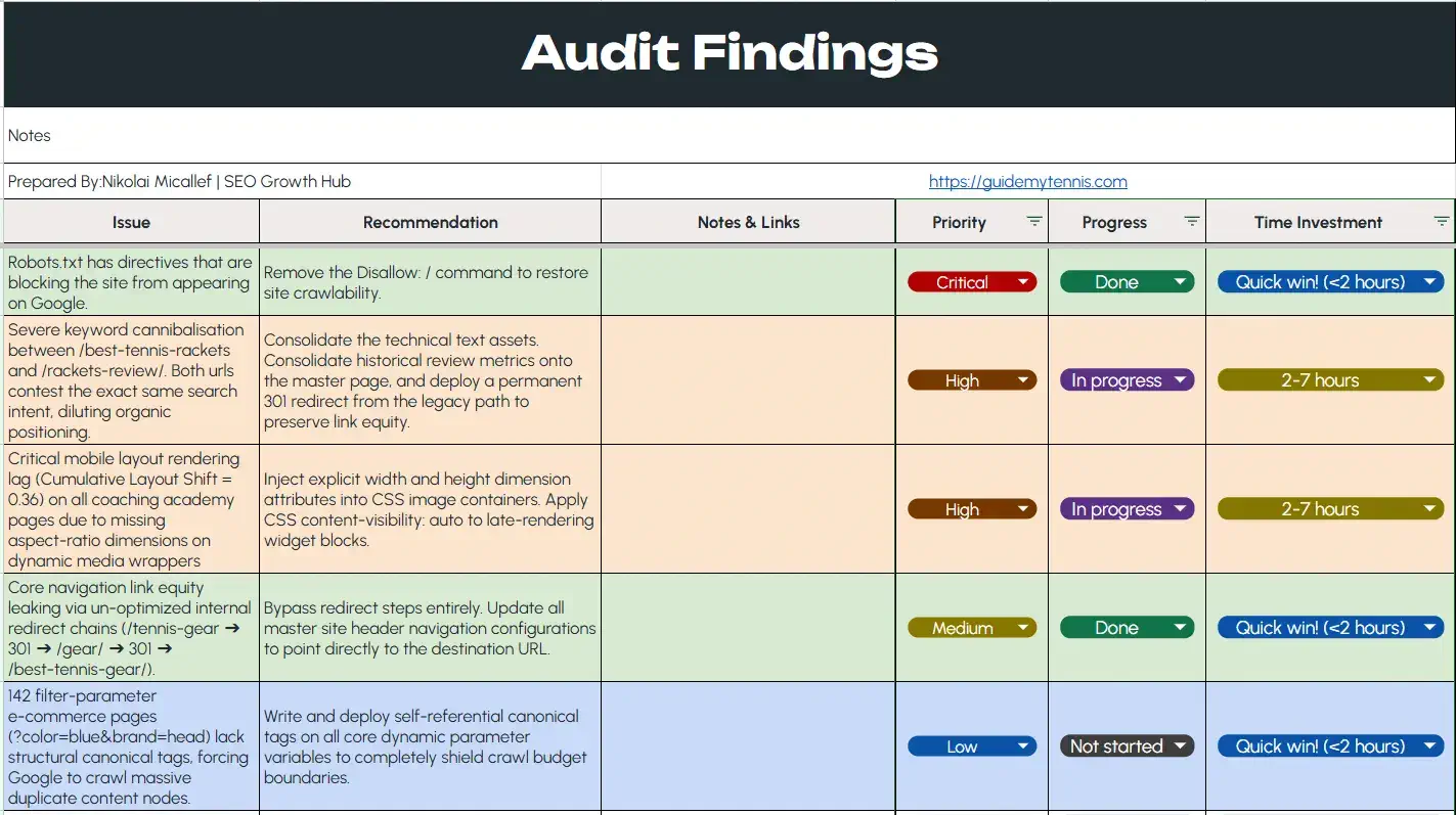 Website SEO Audit Recommendations